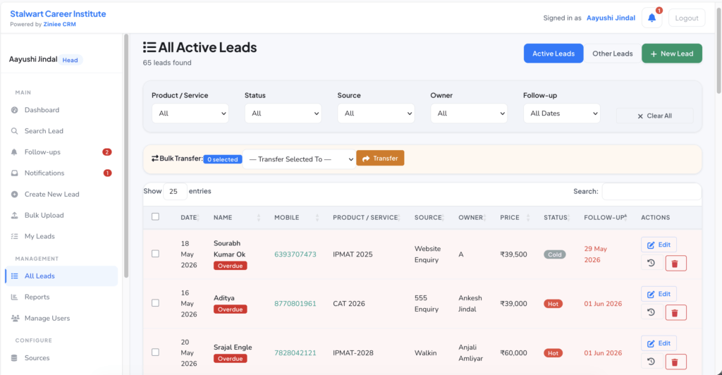 Lead Management Dashboard